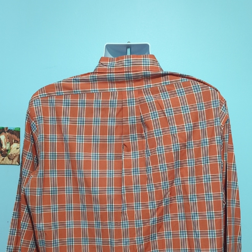 Daniel Cremieux Orange and White Plaid Shirt - Picture 3 of 6